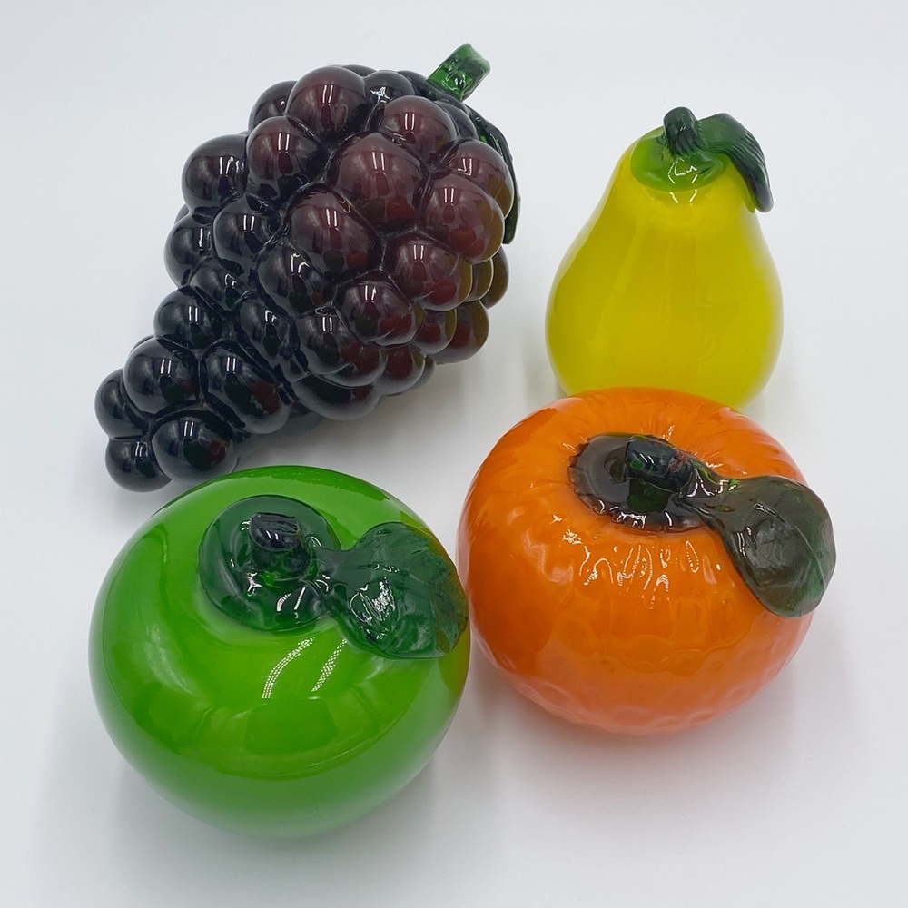 Vintage Glass Fruits Murano Style Hand
Blown Grapes Orange Apple Pear